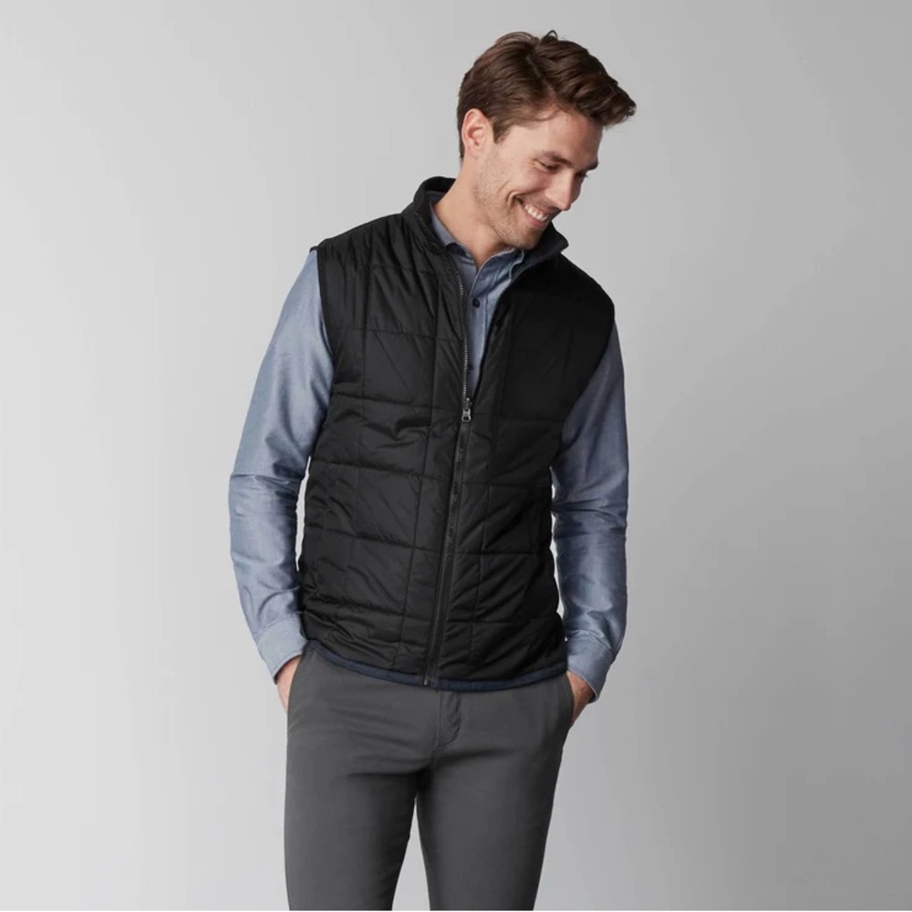 Mack Weldon WARMKNIT 2-Way Puffer Vest - Charcoal Heather / True Black / XXL